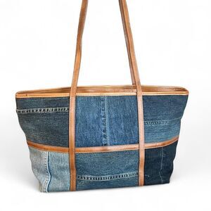 Clever Carriage Company Patchwork Denim & Leather Tote